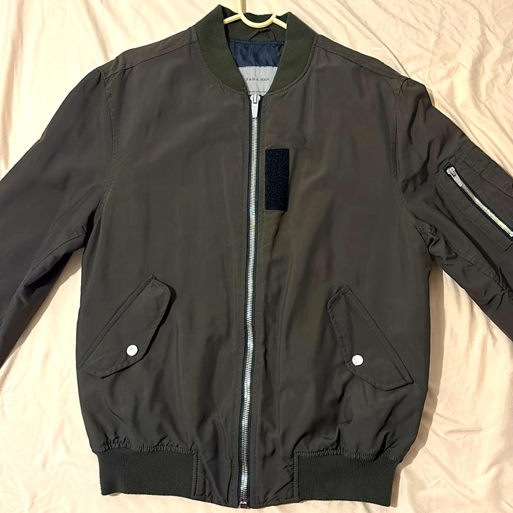*ZARA* Olive Bomber Lined Flight Jacket